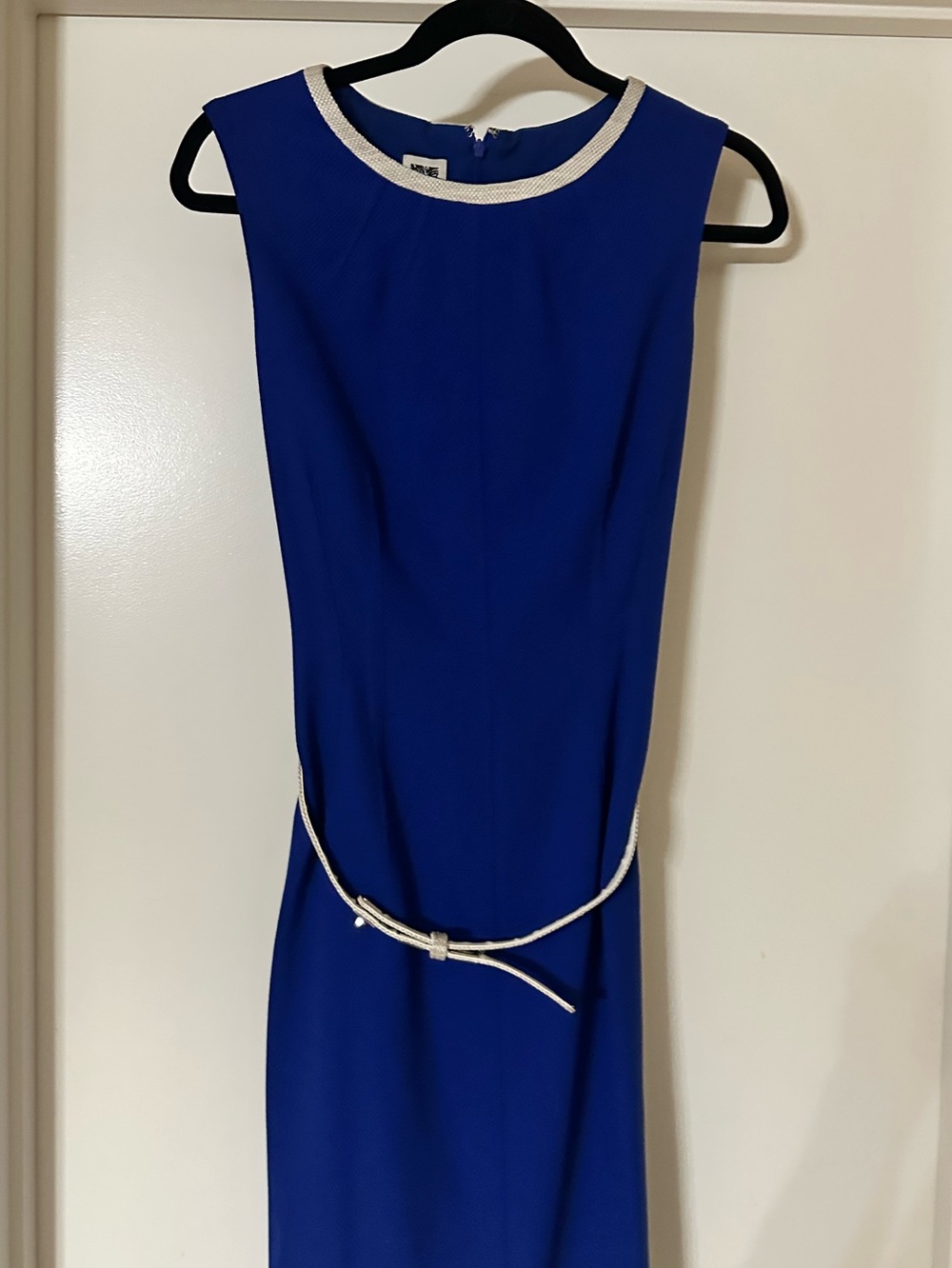 Anne Klein Cobalt Sheath Dress with Cream Trim and Belt